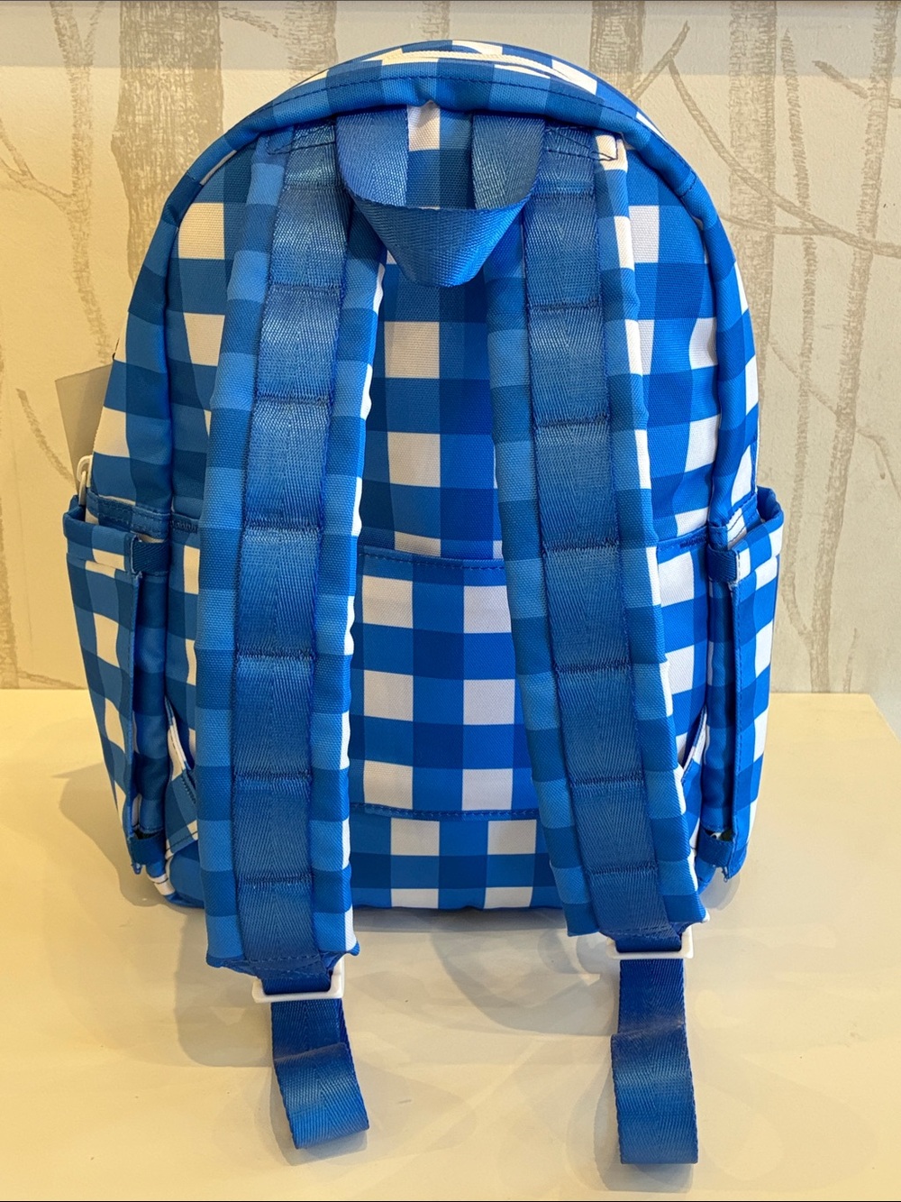 STATE Blue & White Gingham Mini Backpack with Cherry Charm - Picture 3 of 11